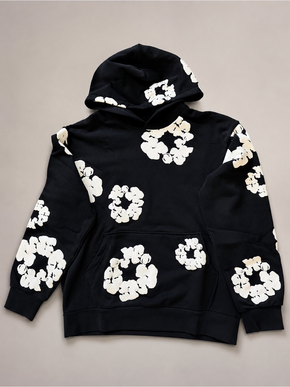 Black Floral-Print Hoodie -  Men Sweaters Hats